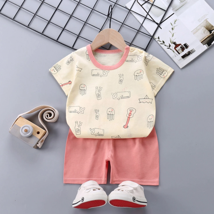 2021new Baby Clothes Girl Rabbit Carrot Yellow Tops + Shorts Suit Infant Clothing For Girl Boy Cotton Wear Kids Clothes Set