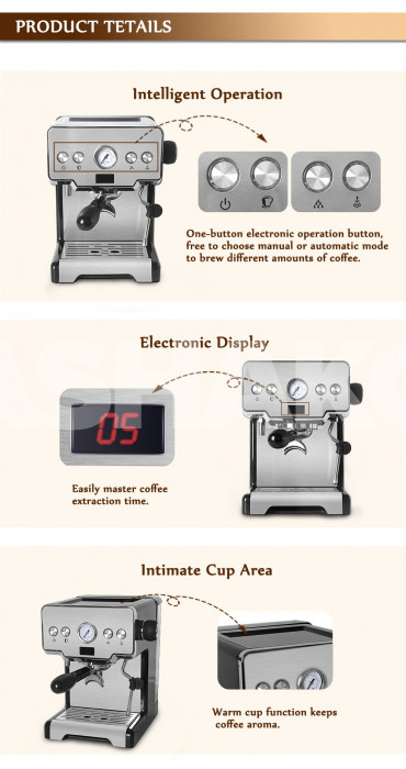 Itop 15 Bar Italian Semi-Automatic Coffee Maker Cappuccino 6 Image
